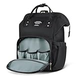 Vicloon Wickeltasche Rucksack mit Babyflaschentasche, Baby Wickelrucksack Wickeltasche, Multifunktional Große Kapazität Babytasche Reisetasche, Babytaschen für Mama und Papa - Schwarz