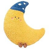 BRTNUP Wolken Plüschtier, 45 X 35 cm Wolken Kissen, Weiches Kuscheltier mit Lächeln, Stofftiere für Kinder, Niedliche Puppe, Kinderzimmer Dekoration, Geschenk für Kinder und Erwachsene (Mond)