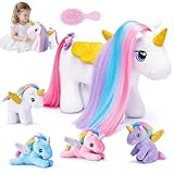 OUOZZZ 5 Stück Einhorn Kuscheltier Set, Weich Einhorn Plüschtier mit 4 Baby Einhorn Stofftiers im Bauch - Baby Geburtstagsgeschenk für Mädchen Jungen Kinder