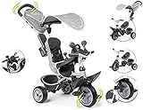 Smoby - Baby Driver Komfort Titan - 3-in-1 Kinder Dreirad, mitwachsendes Multifunktionsfahrzeug, für Kinder ab 10 Monaten, grau