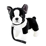 Teddys Rothenburg Kuscheltier Französische Bulldogge mit Halsband und Leine 25 cm schwarz/weiß gescheckt Plüschhund