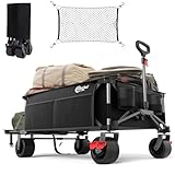 Portal Bollerwagen faltbar XXXL 600L Große Ladefläche 180kg Belastbar Ultrabreit Handwagen mit Seitentasche Transportwagen Leiterwagen Klappbar Strandwagen Faltwagen für Garten Camping Festival