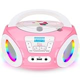 TinyGeeks Tunes Kids Boombox CD-Player für Kinder NEU - UKW-Radio - Inklusive Batterien - Rose Radio - mit Lautsprechern Kinder und Kleinkinder - Rose