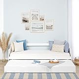Homestyle4u Kinderbett Einzelbett Holzbett Tagesbett 90x200 ausziehbar Weiß mit Lattenrost Ausziehbett Kiefer massiv Holz