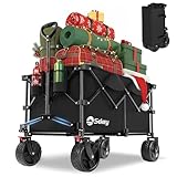 Sekey XXL Plus Bollerwagen Faltbar mit Bremsen 200L 200KG Belastbar, Extra Breite Reifen All Terrain Bollerwagen, Patentiert Zusammenfaltbar aus Vier Richtungen, XXL-PlusB 4011, Schwarz