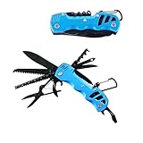 Multitool Taschenmesser, Taozoey 12 In 1 Taschenwerkzeug, Werkzeug Messer, Faltbare Multifunktionswerkzeug Mit Öffner, Messer, Schraubendreher, Feile, Säge, Zange und Tasche (Blau)