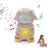 Schlummer Kuscheltier Schaf, Schlummer Kuscheltier mit Herzschlag, Atembewegung und Musik, Einzigartiges Einschlafhilfe Babys für Neugeborene, Schaf Kuscheltier Kinder Baby Spielzeug (Kaffee Schaf)