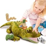 MorisMos 5 stücke Alligator Kuscheltier XXL Set, 65cm lang riesen Krokodil Kuscheltier mit Babys im Bauch, weiß Alligator Plüschtier Stofftier Geburtstag Geschenk für Kinder Baby