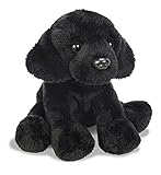 Yomiko 12102 schwarzer sitzender Plüschhund Labrador,13 cm