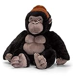 HDmirrorR tachi Kuscheltier Gorilla 20 cm, Plüschtier AFFE Schwarz aus recycelten Material, Stoffgorilla sitzend
