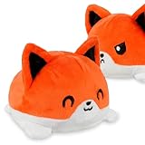 AllBlue Products Flip Plüschtier - Positiv/Grimmig Stimmungskuscheltier als Geschenke für Frauen, Kinder, Freundin, Glücksbringer (Fuchs)