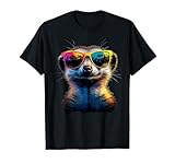 Erdmännchen mit Sonnenbrille Bunt Popart Süßes Erdmännchen T-Shirt
