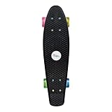 Muuwmi Skateboard Fun Neon – mit LED-Leuchtrollen - Board Deck 57x15cm - ABEC5 und PU-Rollen 60x45mm