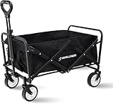 Klappbarer zusammenklappbarer Bollerwagen, Strandkarren mit großer Kapazität, Stabiler klappbarer Bollerwagen tragbar, zusammenklappbarer Wagen für Sport, Einkauf, Camping