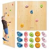 Mamabrum Holzkletterwand für Kinder mit 15 Griffen - 3 Montagepaneele mit Verstellbarkeit - Für Kinderzimmer - Max 100 kg - Ab 3 Jahre - Aktiver Homespaß