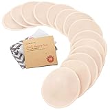 KeaBabies Bio Bambus Stilleinlagen - 14 Stilleinlagen Waschbar + Wäschebeutel - Wiederverwendbare Breast Pad für die Mutterschaft - Waschbar, Weich und Saugfähig (Bare Beige, L 12cm)