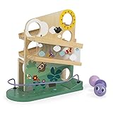 Janod - Wooden Caterpillar Ball Track - Toddler Manipulation and Dexterity Toy - For children from the Age of 1, 08055, Multicolored