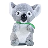 Kögler 76918 - Labertier Koala Travis, ca. 18 cm groß, nachsprechende Plüschfigur mit Wiedergabefunktion, plappert Alles nach und bewegt Sich, Grau