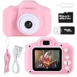 Faburo Kinderkamera, 1080P mit SD-Karte, 2.0 Display für Kinder ab 3-12 Jahre, Rosa Digitalkamera Fotoapparat für Mädchen und Jungen - Weihnachten Spielzeug Geschenk