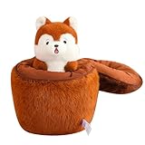 Sarah Duke Plüschtier Eichhörnchen Nuss 2er Set, Weich Plüsch Kuscheltier Eichhörnchen mit Nussförmiges Kissen, Eichkätzchen Plüsch Puppe Spielzeug Kinder Geschenk (20cm -Nuss 35x25cm)