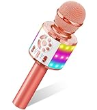 MicQutr Kinder Karaoke Mikrofon | Bluetooth & Kabellos | Autotune & Stimmenverzerrer & Lichter | Spielzeug Für Mädchen ab 3 Jahren