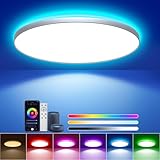 ToyGlee LED Deckenleuchte Dimmbar, 36W Ø30cm Smart RGBIC LED Deckenlampe mit Fernbedienung, Funktioniert mit Alexa & Google Assistant, Deckenleuchten für Schlafzimmer, Wohnzimmer