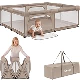 Lionelo Florence XL Easy Fold Laufstall Baby 180 x 200 cm, Faltbares Laufgitter Baby, Ohne Montage Nutzbar, 2 Seiteneingänge mit Reißverschluss, Atmungsaktives Netz, Weiche Kanten, Transporttasche