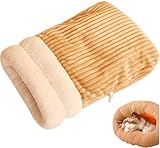 CAIYZH 360°-Wickelbett Katzen, Warme Katzenhöhle for Den Winter, Beruhigendes Bett Aus Weichem Plüsch, Schlafsack for Katzen Und Hunde Bis 10 Kg(Brown,Medium)