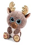 NICI Glubschis: Das Original – Glubschis X-Mas Rentier Cocoa-Fee 15 cm I Kuscheltier Rentier mit großen Augen I Flauschiges Plüschtier mit Glitzeraugen ab 0 Monaten I braun / gold – 46301