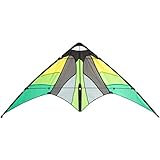 HQ Design - Cirrus Emerald Lenkdrachen Zweileiner Flugdrachen Leichtwind Beginner-Fortgeschritten ab 10 Jahren 51x115cm inkl. 25kp Dyneemaschnüre 2x25m auf Winder mit Schlaufen,1-7 Bft