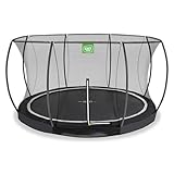 EXIT Toys Black Edition Rundes Inground Trampolin - ø427cm - Fußschutzsystem - Sicherheitsnetz mit Reißverschluss - Modernes Design - Rostfrei - Großes Einbau-Trampolin für Kinder - Schwarz
