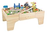 Coemo Spieltisch Theo Holz mit Schublade 100tlg. Holzeisenbahn