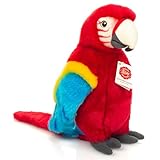 Teddy Hermann 94178 Papagei Scharlachara rot 27 cm, Kuscheltier, nachhaltiges Plüschtier mit recycelten Materialien