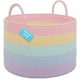 OrganiHaus Regenbogen-Baumwollseil-Aufbewahrungskorb mit Griffen 50x33, Bunte Dekoration zur Aufbewahrung von Kinderspielzeug und zur Organisation, Schmutziger Wäschekorb, Spielzeug-Organizer-Korb