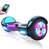 MEGAWHEELS Hoverboard 6,5 Zoll Elektro Skateboard Leistungsstarker LED-Motorbeleuchtung, Balance Elektroroller Geschenk für Erwachsene und Kinder, LED-Zwischenschichten(Violett)