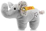 Steiff Mini Knister-Elefant mit Rassel - 11 cm - Plüschelefant mit knisternden Ohren & Rassel - Kuscheltier für Babys - grau (240690)