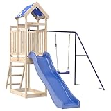 vidaXL Spielturm, Klettergerüst mit Schaukel Rutsche Leiter, Kinder Kletterturm Spiel-Zubehör für Garten, Holz Spielplatz Spielhaus, Massivholz Kiefer