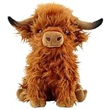 XWDEEX Hochlandkuh Plüschtier, Highland Cow Kuscheltier, Kuh Plüschtier, Hochlandkuh Weichpuppen, Niedliches Plüschtiers für Party Geburtstag Weihnachten Thanksgiving 28cm