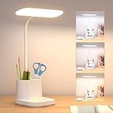 Schreibtischlampe Kinder, 60 LED Dimmbare Tischlampe 3 Modus USB-Anschluss Nachttischlampe, Touch Schreibtischleuchte mit Stifthalter 3600 mAh 360° Verstellbar Schwanenhals Leselicht Wohnzimmer Büro