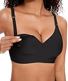 HBselect Still BH ohne Bügel Seidig Schwangerschafts BH Glatt Mutterschaft BH Umstands Nahtlos Womens Wireless Bra Womens Schlaf BH für Damen Underwire Bra Black
