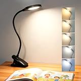 Akynite 36 LED Leselampe Aufladbar mit akku, 5 Farbwechsel und 5 Helligkeit, Bettlampe Klemmlampe ohne Kabel für Schlafzimmer, Lampe Wickeltisch, Schwarz