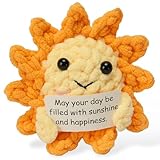 Yoljun Positive Geschenk, Niedlich Emotional Support Häkelsonne Kuscheltier mit Inspirationskarten, Ideal als Glücksbringer & Mutmacher Geschenk für Freunde, Familie & Kollege