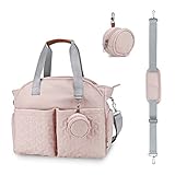 SONARIN Multifunktionale Stilvolle Baby Wickeltasche,Große Kapazität Wasserdicht Reise Wickeltasche Umhängetasche Tragetasche Henkeltaschen Portable Babytasche mit Schnullertasche(Rosa)