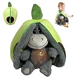 Rppiup Atmendes Kuscheltier Esel, 32cm Herzschlag Plüsch Esel mit Atmung, Musik und Lichtern, Weiches Erdbeer Avocado Plüschtier Puppe, Kuscheltier Atmet Esel zum Linderung Angstzuständen (Grün)