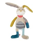 SIGIKID 39290 Hase Patchwork Sweety Mädchen und Jungen Kuscheltier empfohlen ab Geburt beige/blau, 11 x 9 x 31