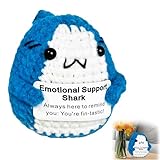 Roinaid Häkelhai-Geschenk Positive Geschenke Gehäkeltes Emotionales Unterstützungstier Positive Kartoffel, für Haifischliebhaber, zum Stressabbau, dekorative Puppenverzierung.