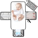 Lekebaby Wickelunterlage Wickelunterlage Tragbare Wickelunterlage Baby Reise Wickelunterlage mit Wischtasche, Cow Stria