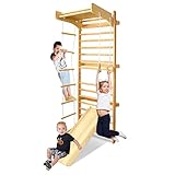 LARS360 Multifunktions Sprossenwand Set für Kinder, Holz Klettergerüst Indoor - Kletterwand, Klettergerüst, Turnwand - Bestes Fitnessstudio für alle Familie, Sportgeräte ab 3 Jahre, LARS-(ELC1071A)