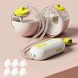 Milchpumpe Elektrisch, 2 Elektrische Milchpumpe Handsfree Breast Pump Electric Tragbare mit 4 Modi & 17/19/21mm Flanschen, BPA Frei (Gelb)