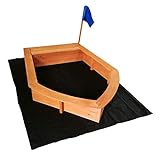Wiltec Sandkasten Boot 150x108x50cm Holz Vliesboden Holzsandkasten Garten